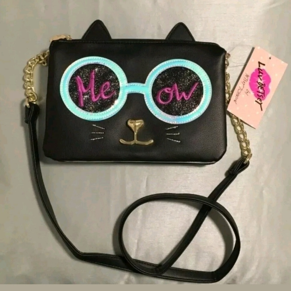New Betty Johnson cat glasses purse meow